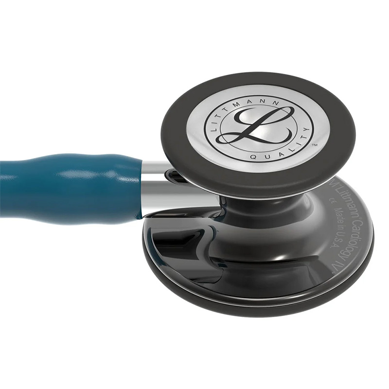 Stetoskop Littmann Littmann Cardiology IV High Polish Smoke Finish Przewod Blekit Karaibski Trzonek Lustrzany Lira Czarna 6234 3