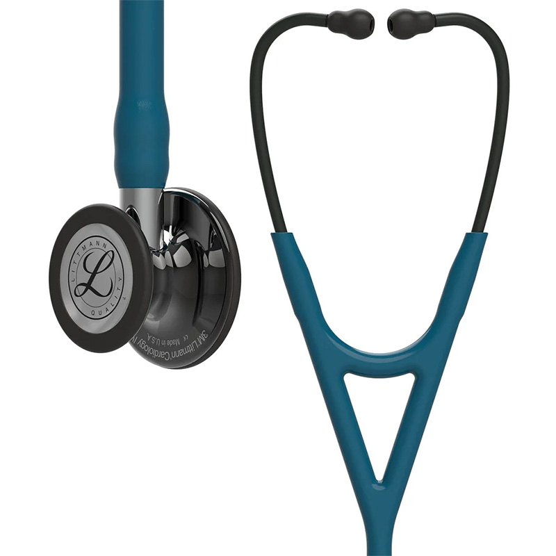 Stetoskop Littmann Littmann Cardiology IV High Polish Smoke Finish Przewod Blekit Karaibski Trzonek Lustrzany Lira Czarna 6234